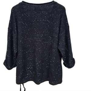 DKNY Jeans Black Sequin Sweater With Bottom Tie     Size L
